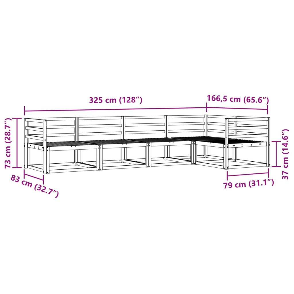 vidaXL Zestaw sof na zewnątrz 5 pcs naturalny Lite Drewno Akacji