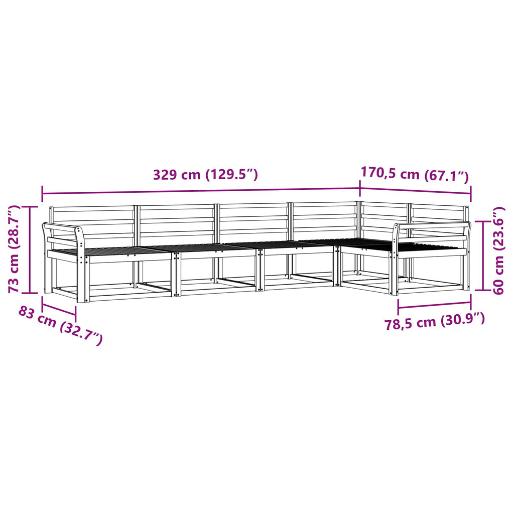 vidaXL Zestaw sof na zewnątrz 5 pcs naturalny Lite Drewno Akacji