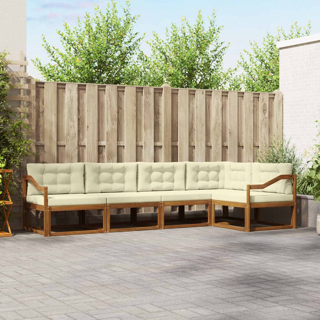 vidaXL Zestaw sof na zewnątrz z poduszką 5 pcs Naturalny i Kremowy