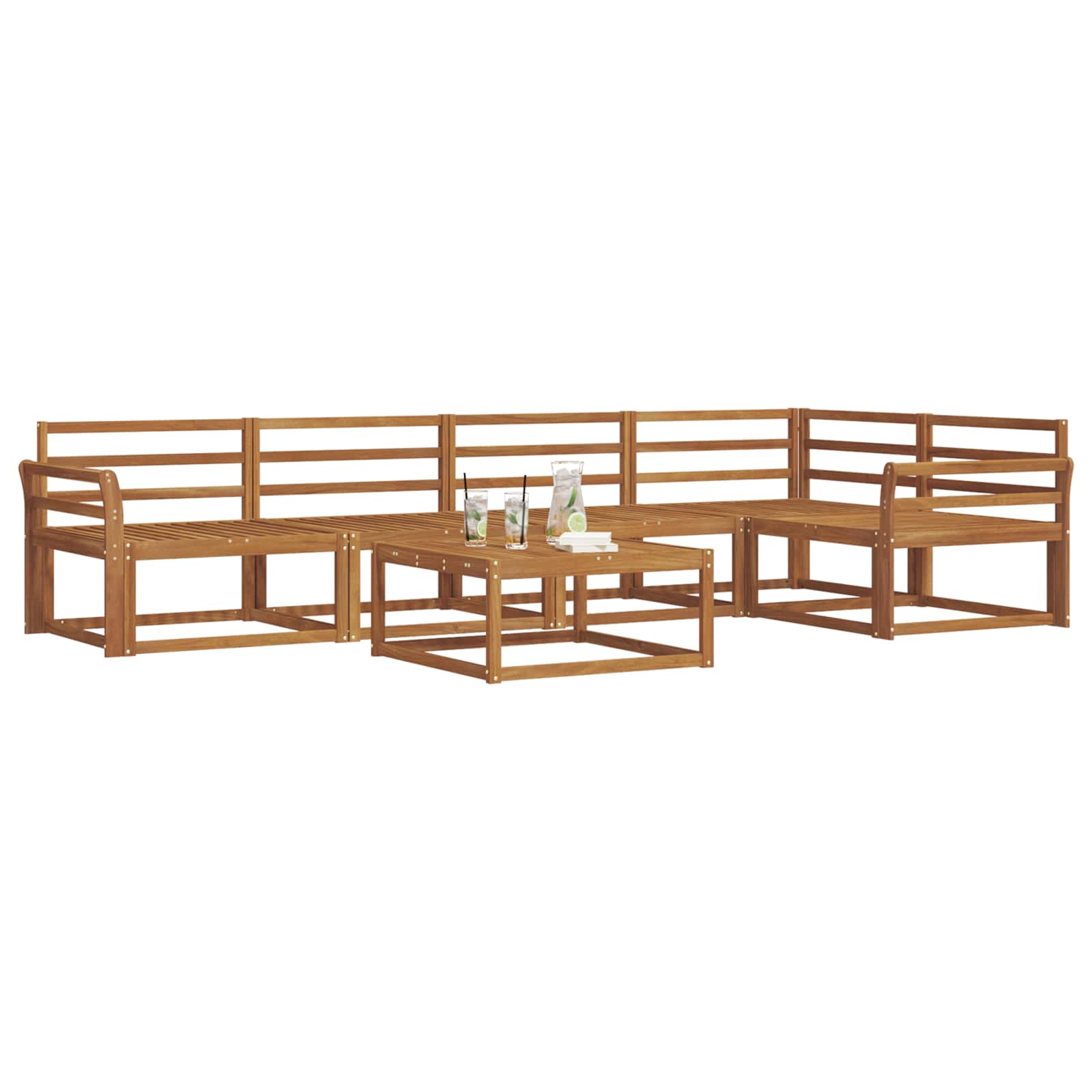 vidaXL Zestaw sof na zewnątrz 6 pcs naturalny Lite Drewno Akacji