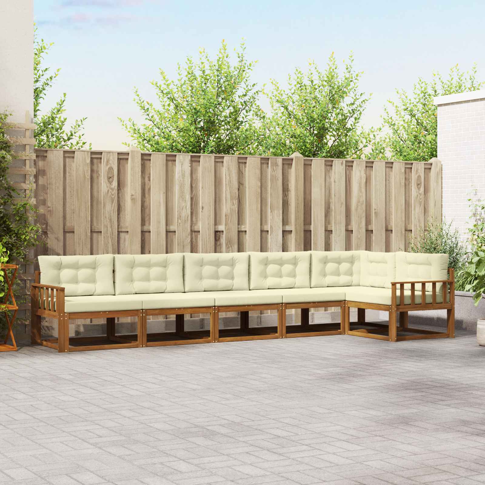 vidaXL Zestaw sof na zewnątrz z poduszką 6 pcs Naturalny i Kremowy