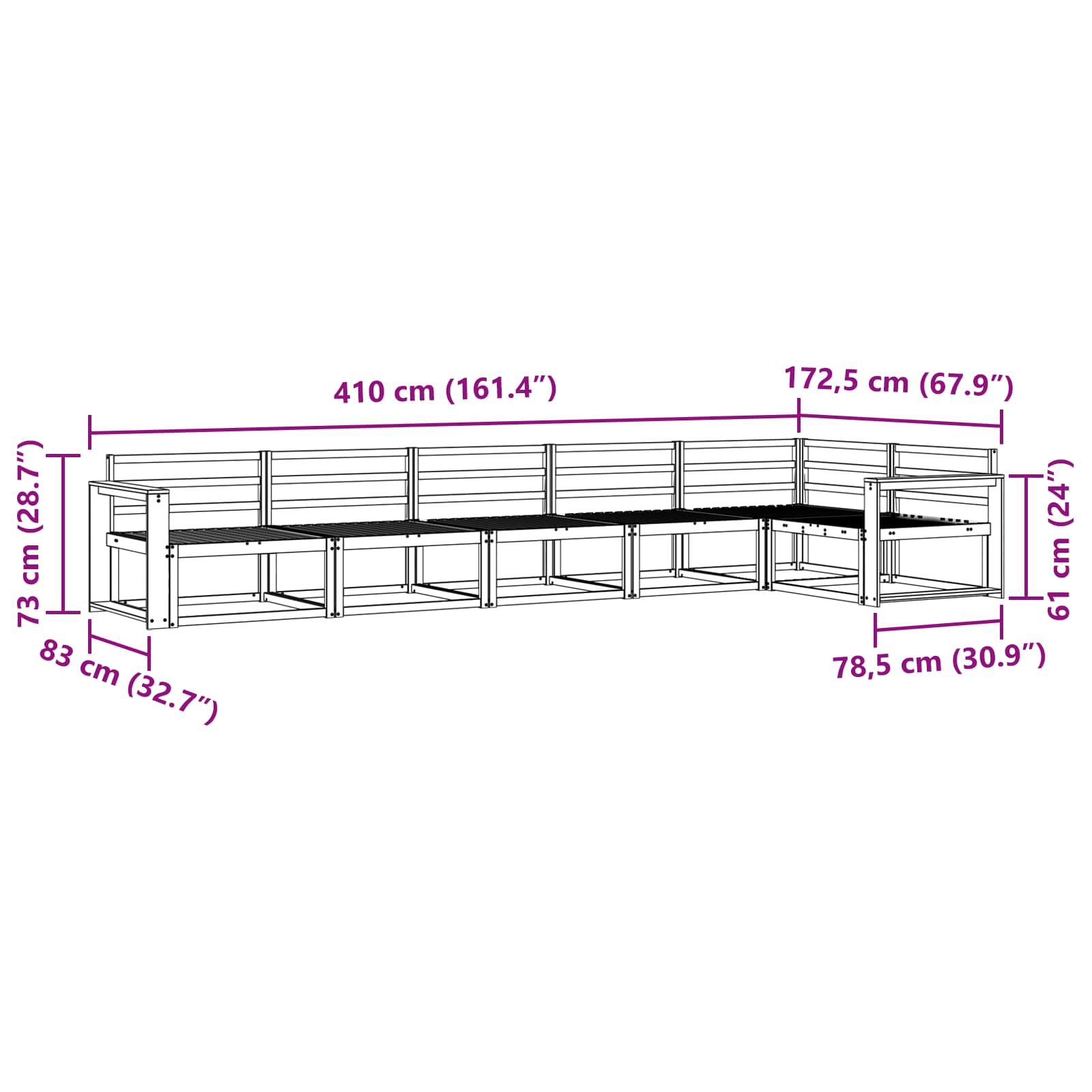 vidaXL Zestaw sof na zewnątrz 6 pcs naturalny Lite Drewno Akacji
