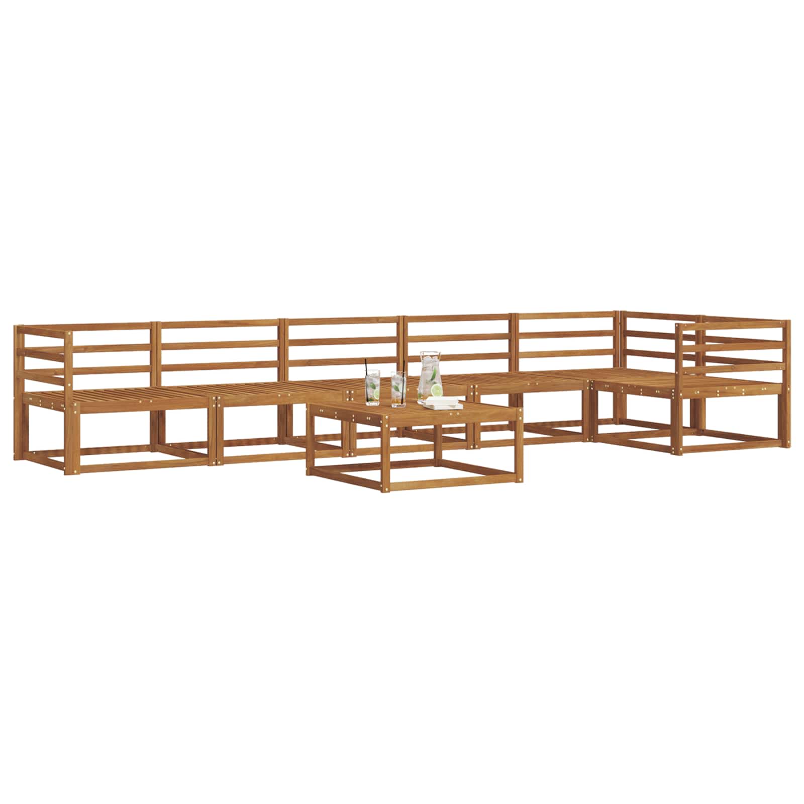 vidaXL Zestaw sof na zewnątrz 7 pcs Naturalny Lite Drewno Akacji