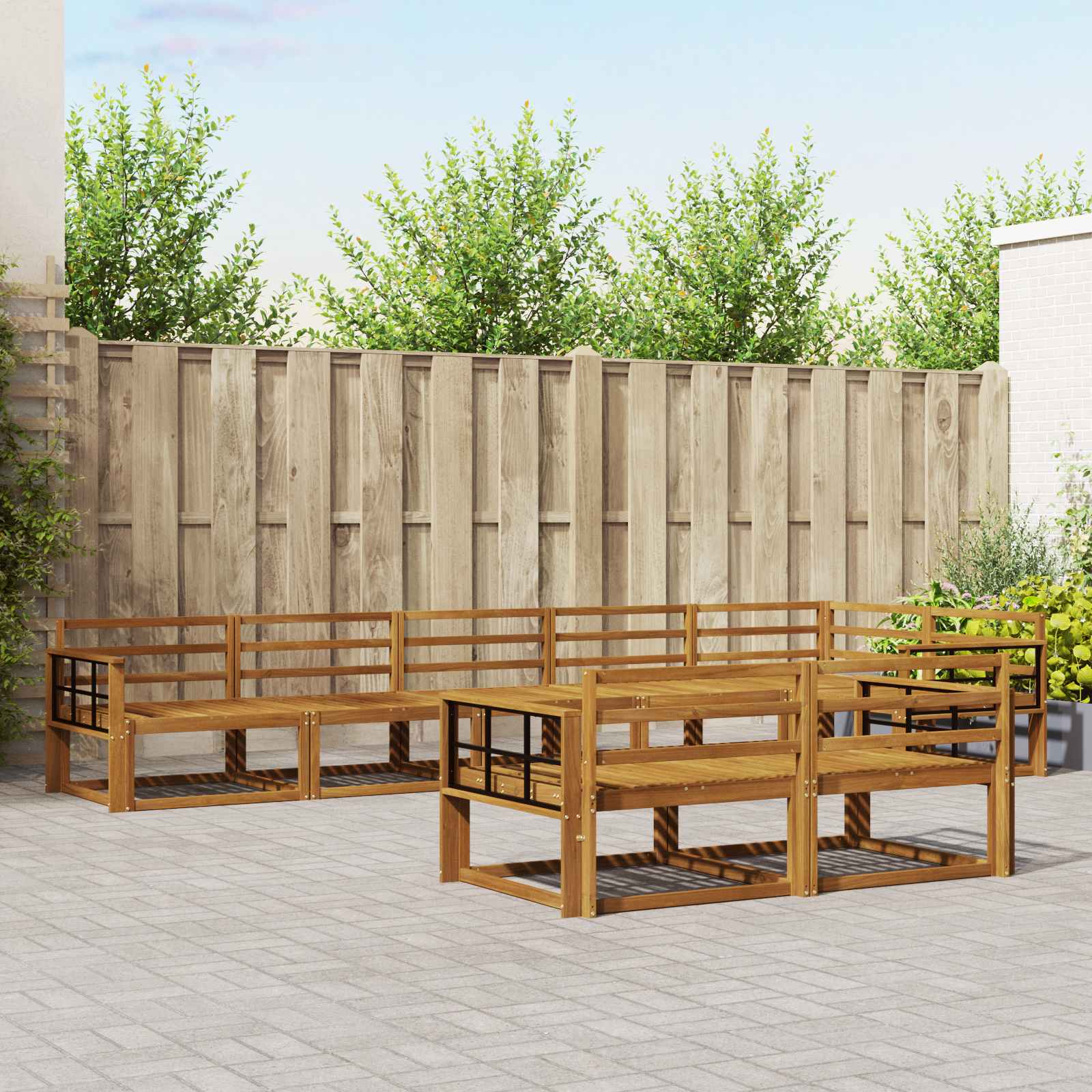 vidaXL Zestaw sof na zewnątrz 8 pcs Naturalny Lite Drewno Akacji