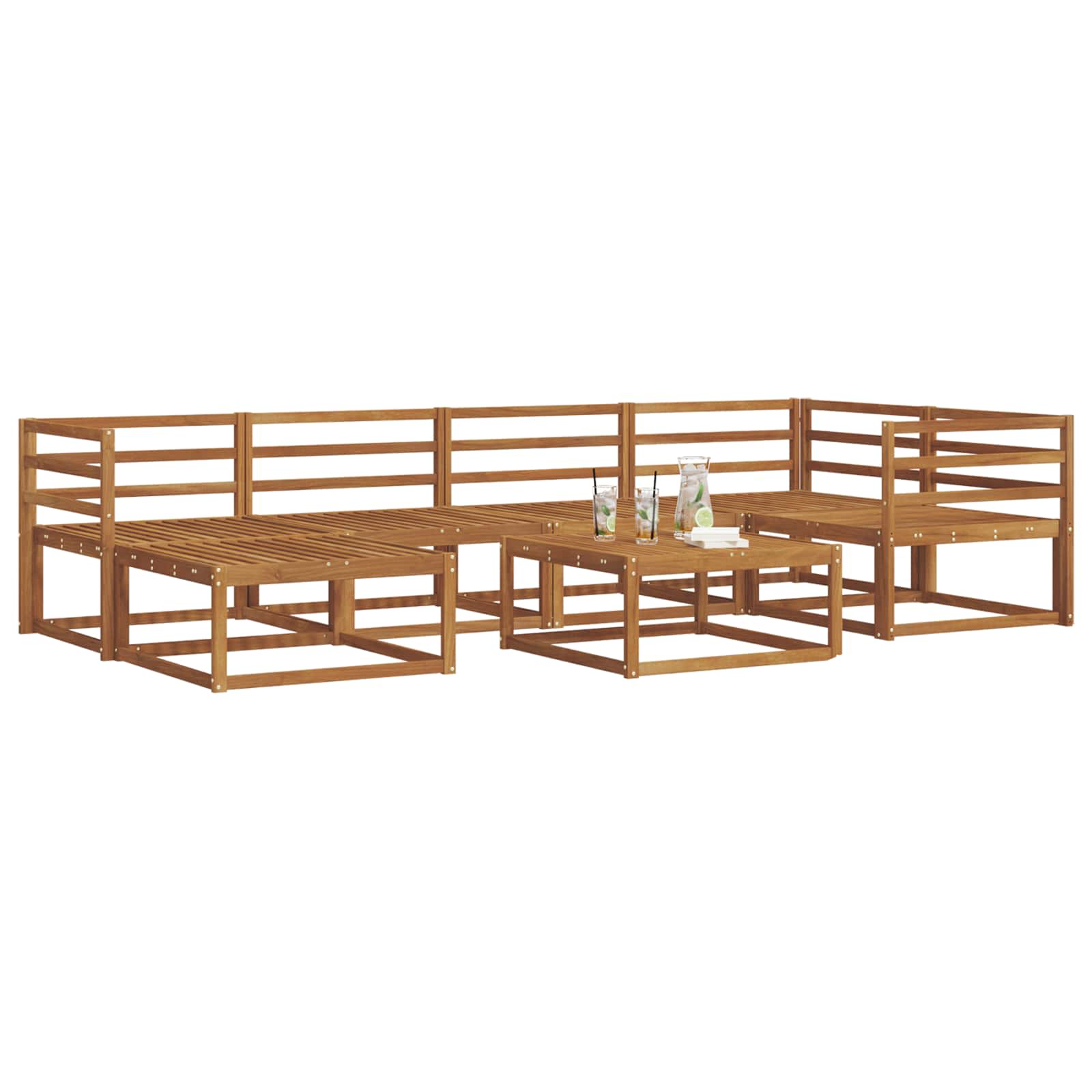 vidaXL Zestaw sof na zewnątrz 7 pcs Naturalny Lite Drewno Akacji
