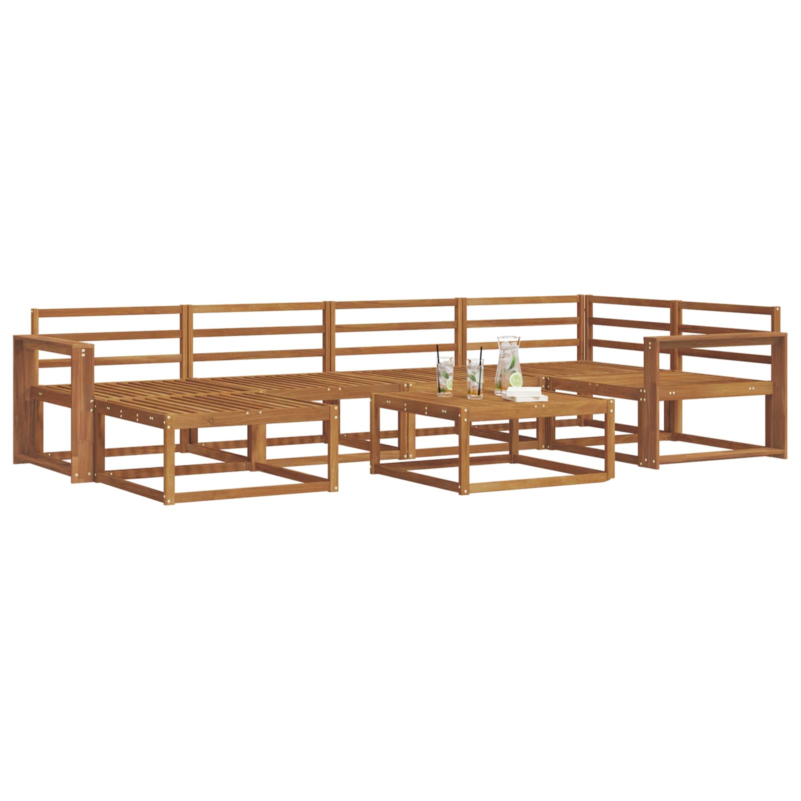 vidaXL Zestaw sof na zewnątrz 7 pcs Naturalny Lite Drewno Akacji