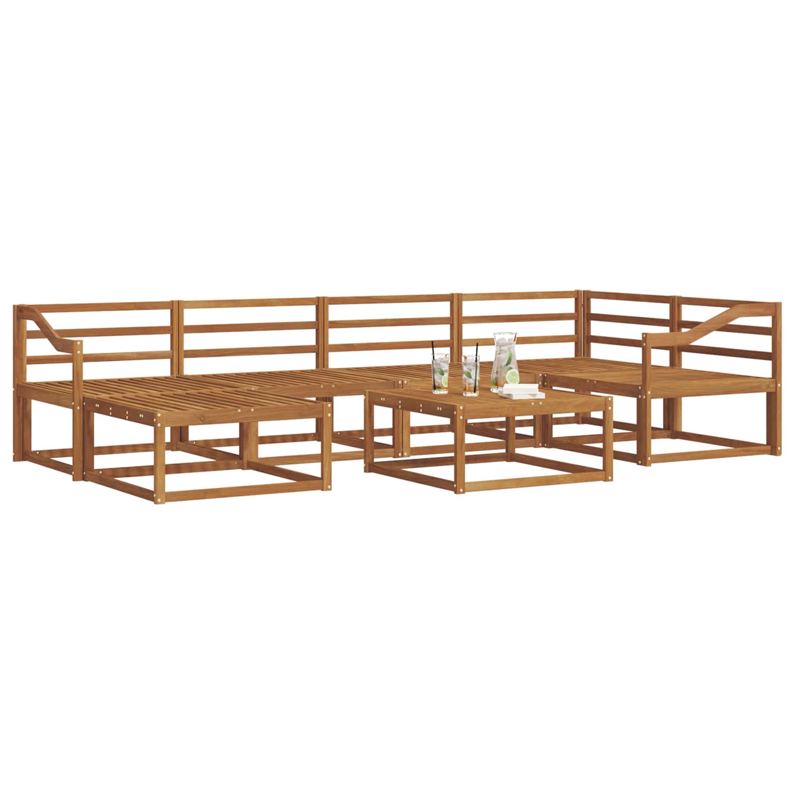vidaXL Zestaw sof na zewnątrz 7 pcs Naturalny Lite Drewno Akacji