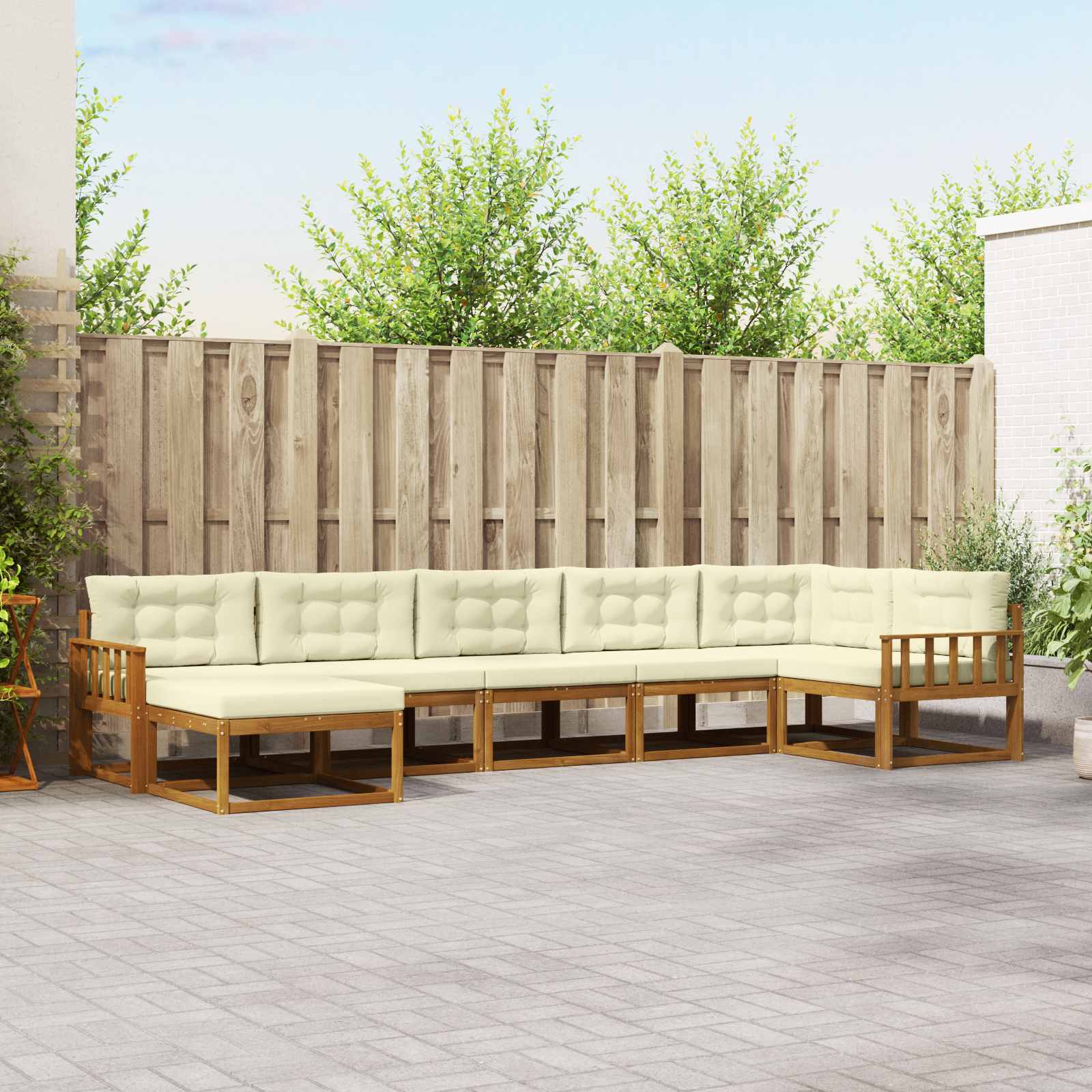 vidaXL Zestaw sof na zewnątrz z poduszką 7 pcs Naturalny i Kremowy