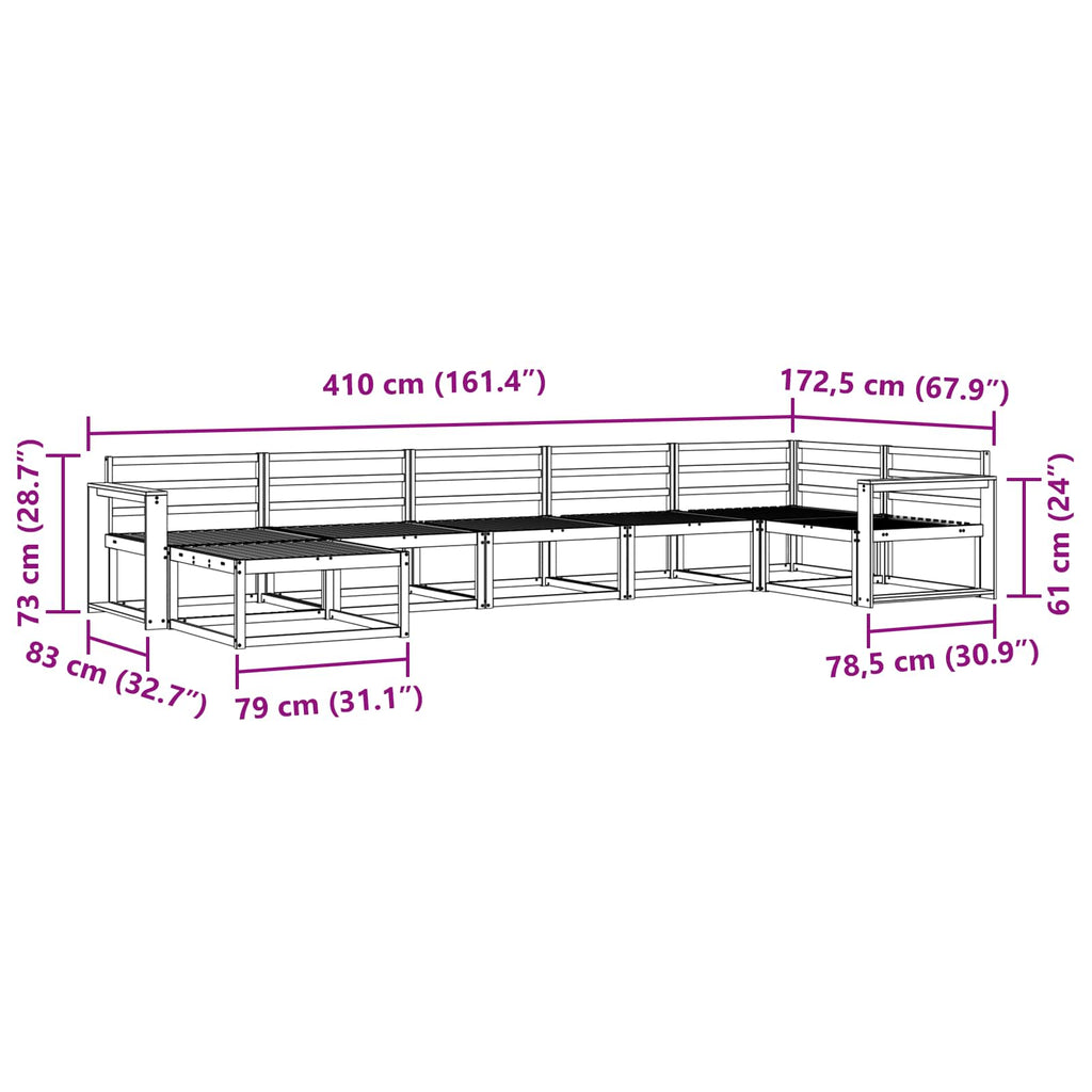 vidaXL Zestaw sof na zewnątrz 7 pcs Naturalny Lite Drewno Akacji