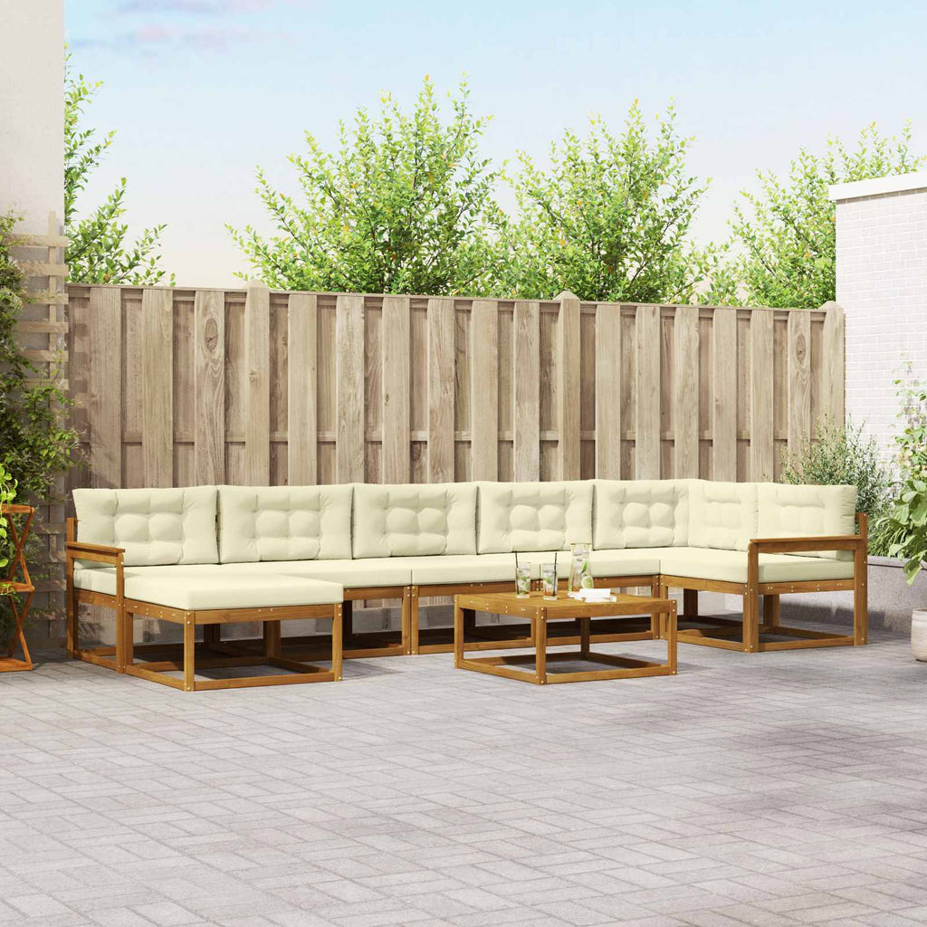 vidaXL Zestaw sof na zewnątrz z poduszką 8 pcs Naturalny i Kremowy
