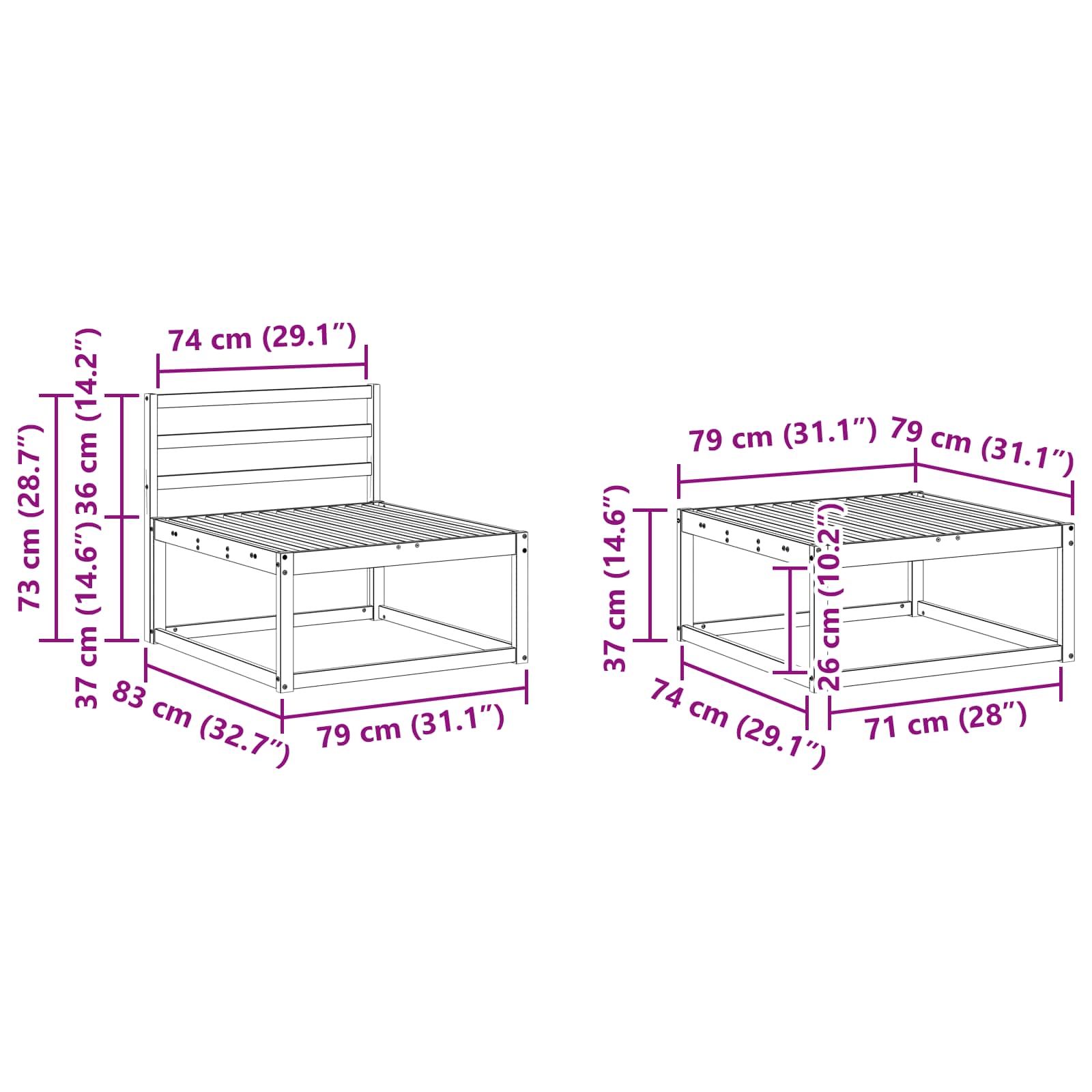 vidaXL Zestaw sof na zewnątrz 6 pcs Naturalny Lite Drewno Akacji
