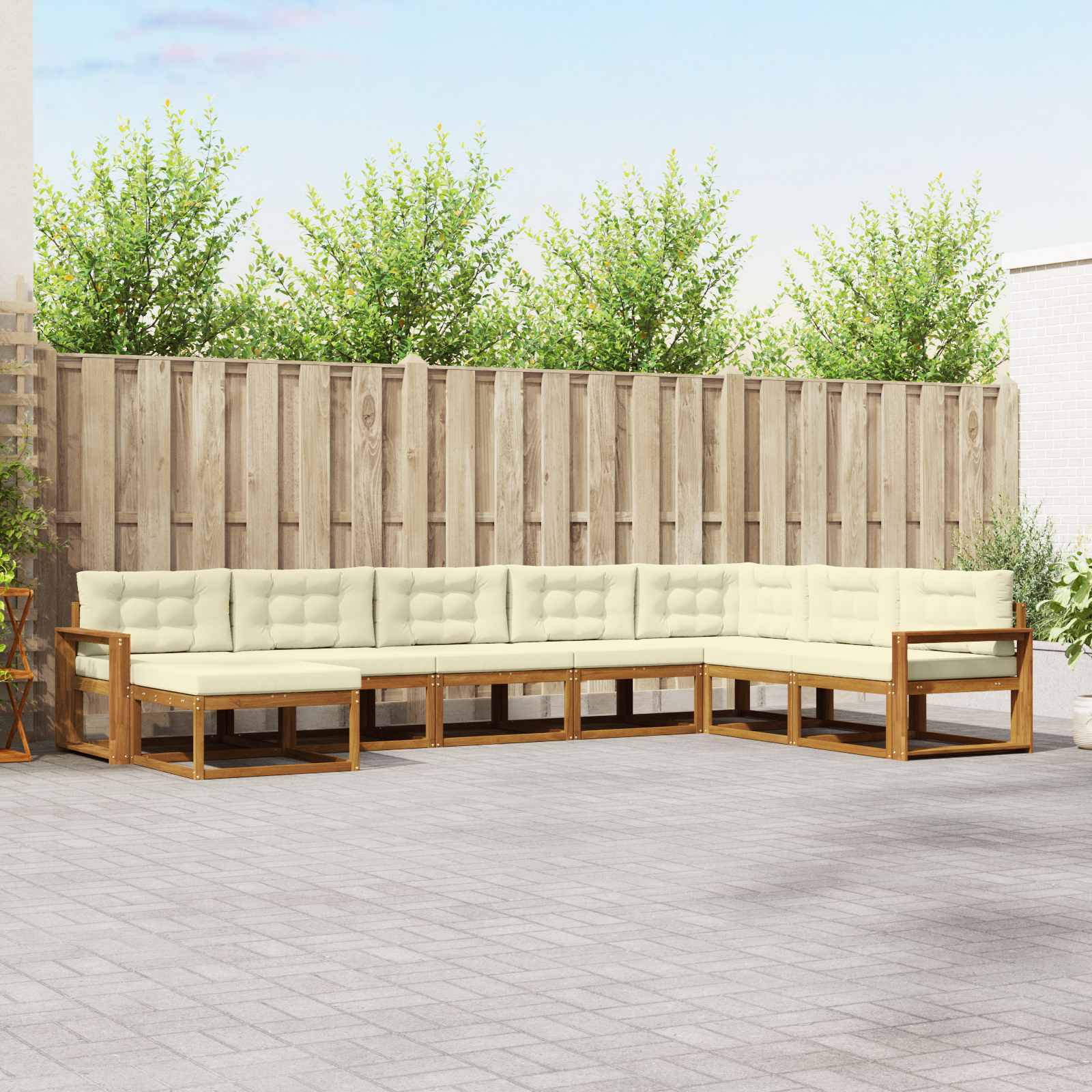 vidaXL Zestaw sof na zewnątrz z poduszką 8 pcs Naturalny i Kremowy