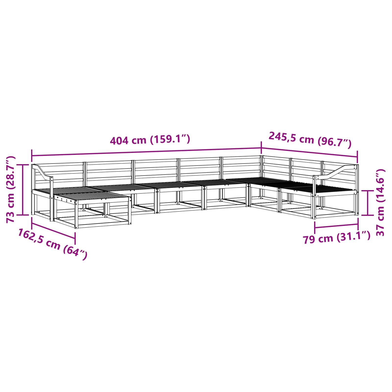 vidaXL Zestaw sof na zewnątrz 8 pcs Naturalny Lite Drewno Akacji