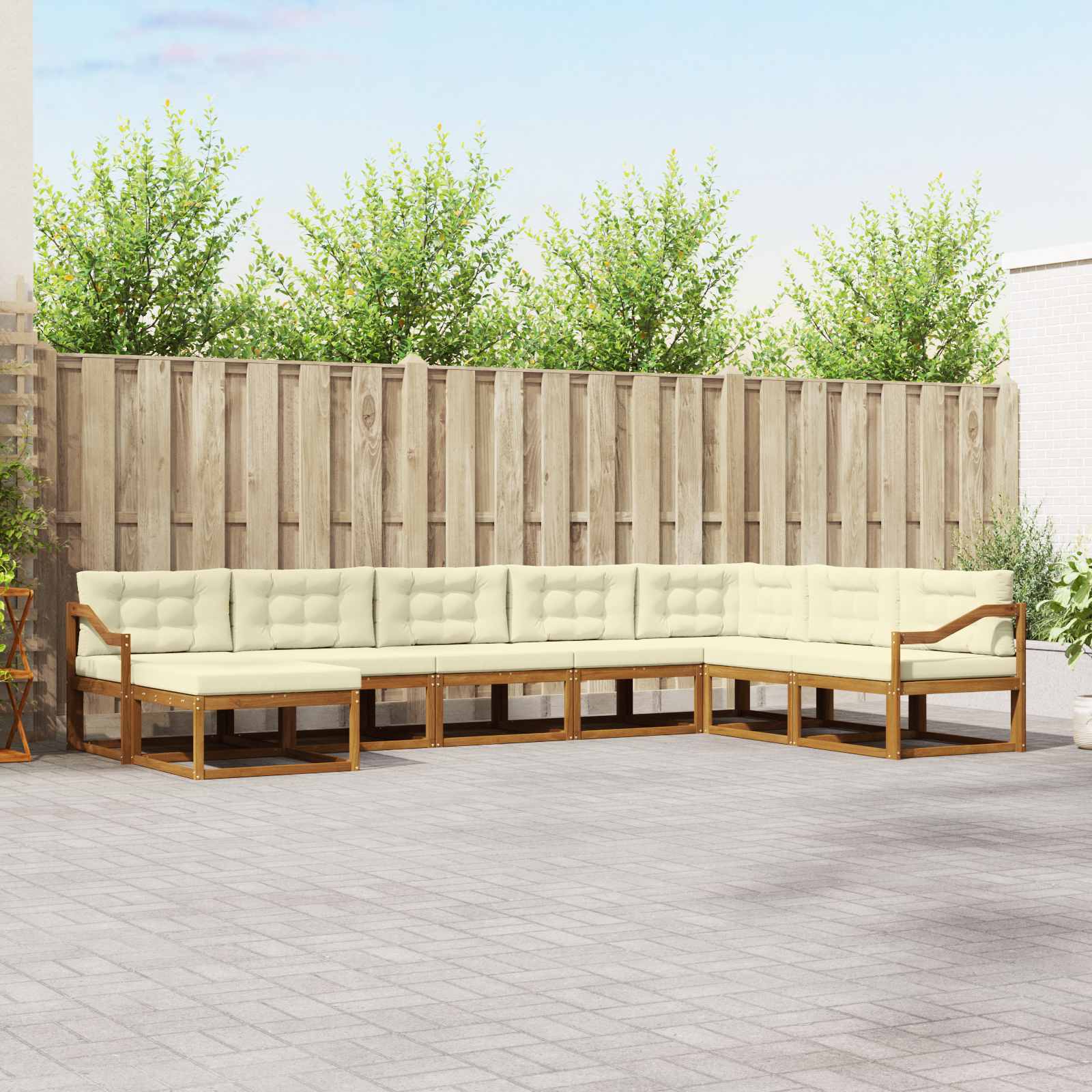 vidaXL Zestaw sof na zewnątrz z poduszką 8 pcs Naturalny i Kremowy