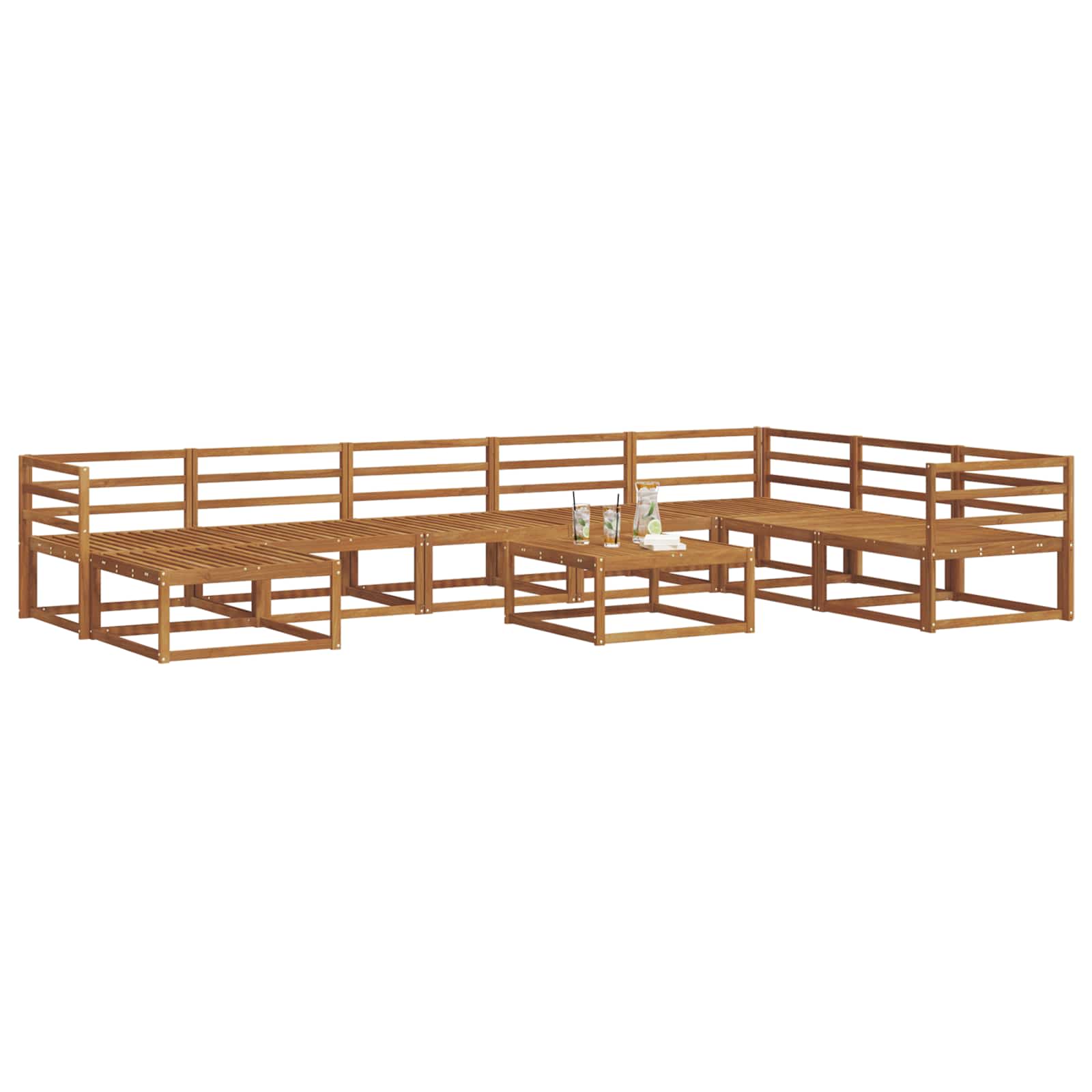 vidaXL Zestaw sof na zewnątrz 9 pcs Naturalny Lite Drewno Akacji