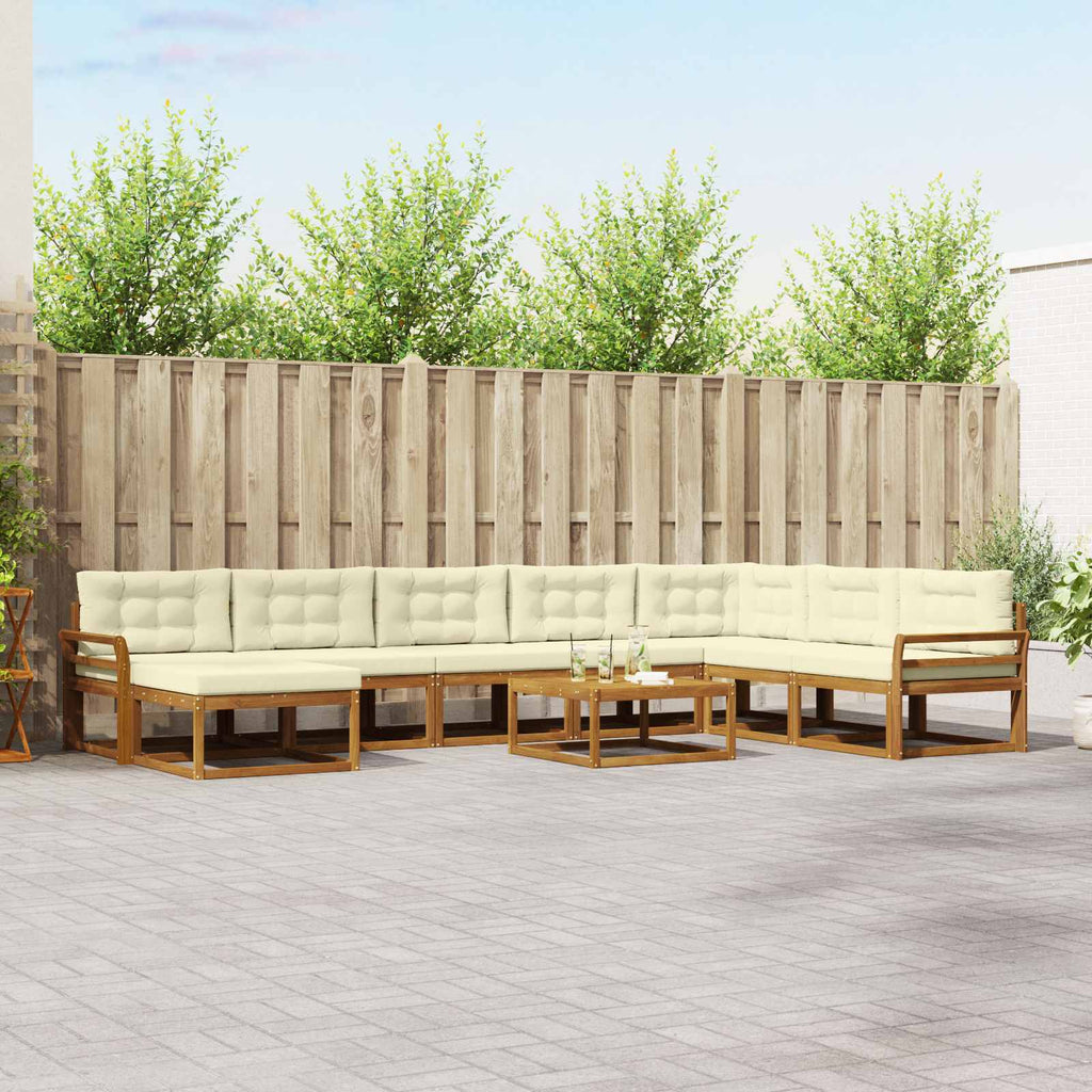 vidaXL Zestaw sof na zewnątrz z poduszką 9 pcs Naturalny i Kremowy