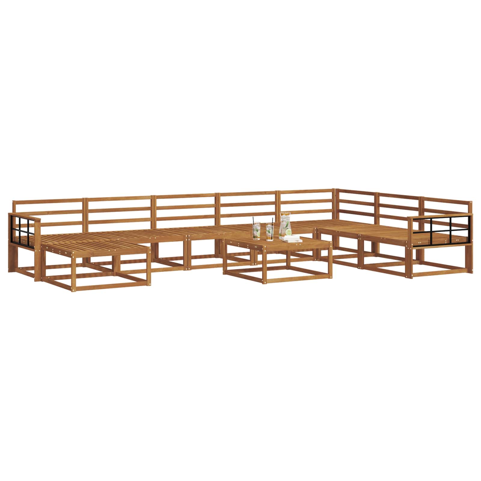vidaXL Zestaw sof na zewnątrz 9 pcs Naturalny Lite Drewno Akacji