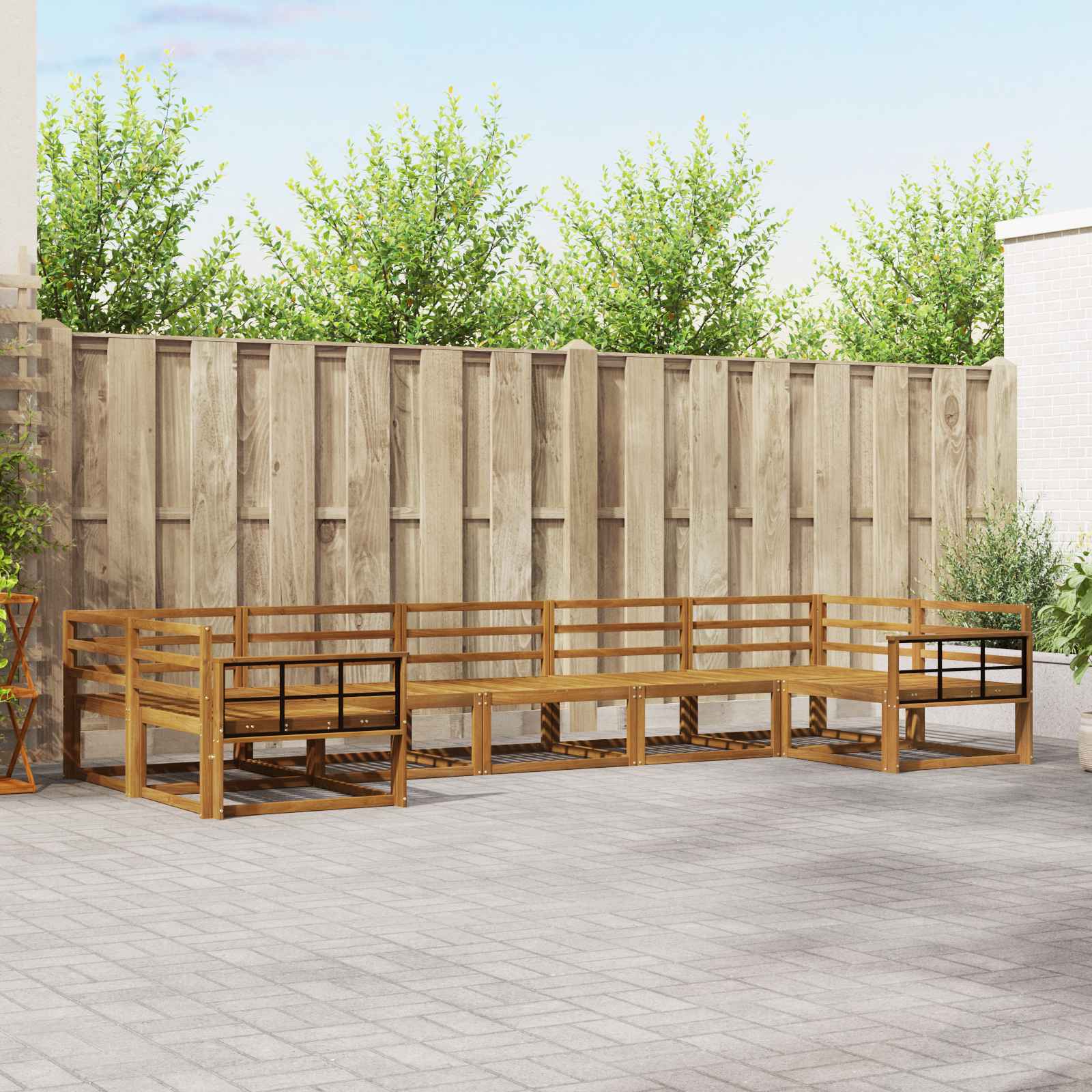 vidaXL Zestaw sof na zewnątrz 7 pcs Naturalny Lite Drewno Akacji