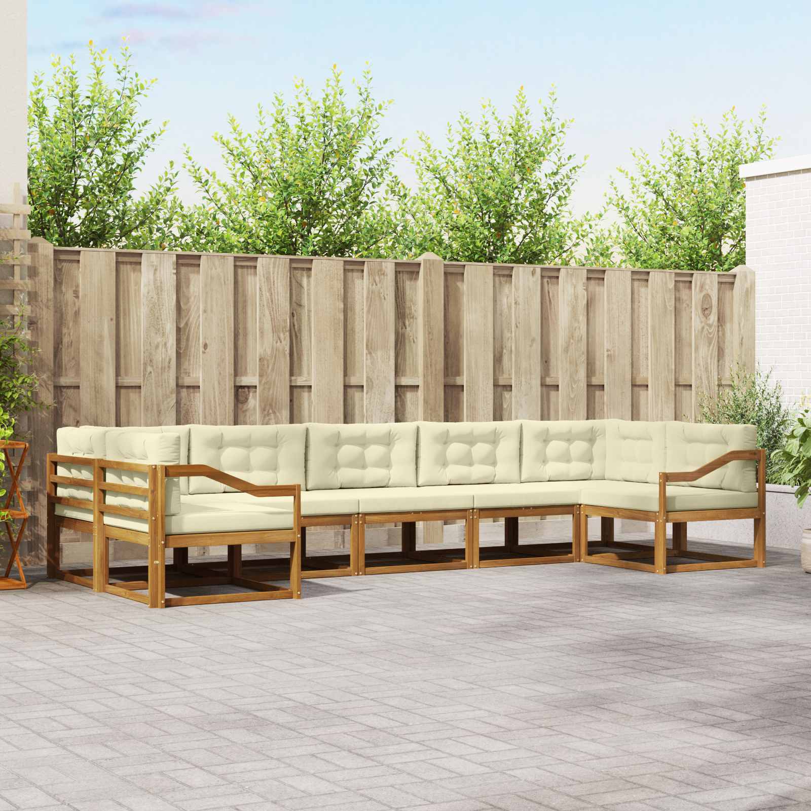 vidaXL Zestaw sof na zewnątrz z poduszką 7 pcs Naturalny i Kremowy