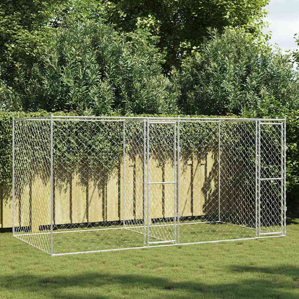 vidaXL Klatka dla psa Srebrny 400 x 200 x 200 cm Stal Galwanizowana
