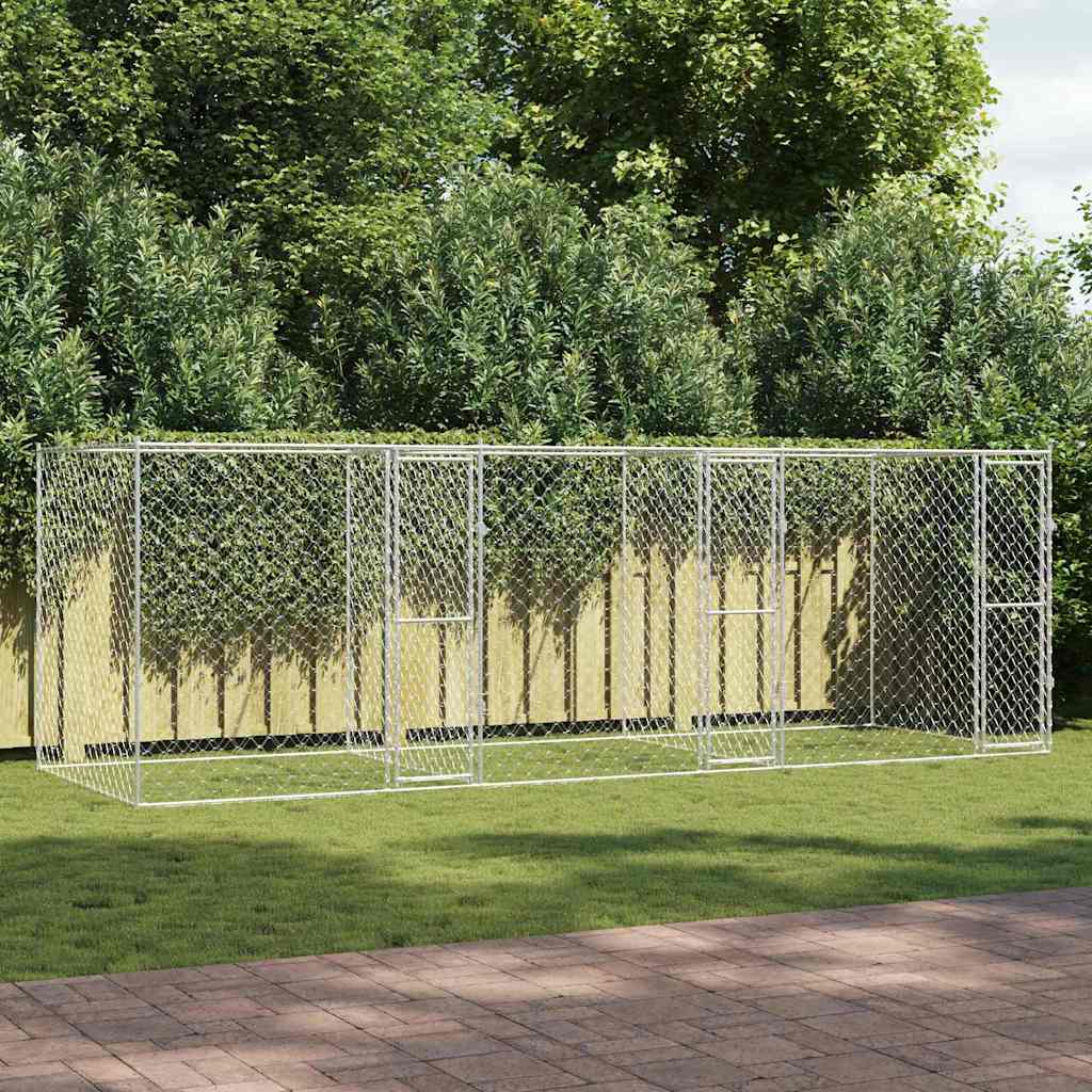 vidaXL Klatka dla psa Srebrny 600 x 200 x 200 cm Stal Galwanizowana