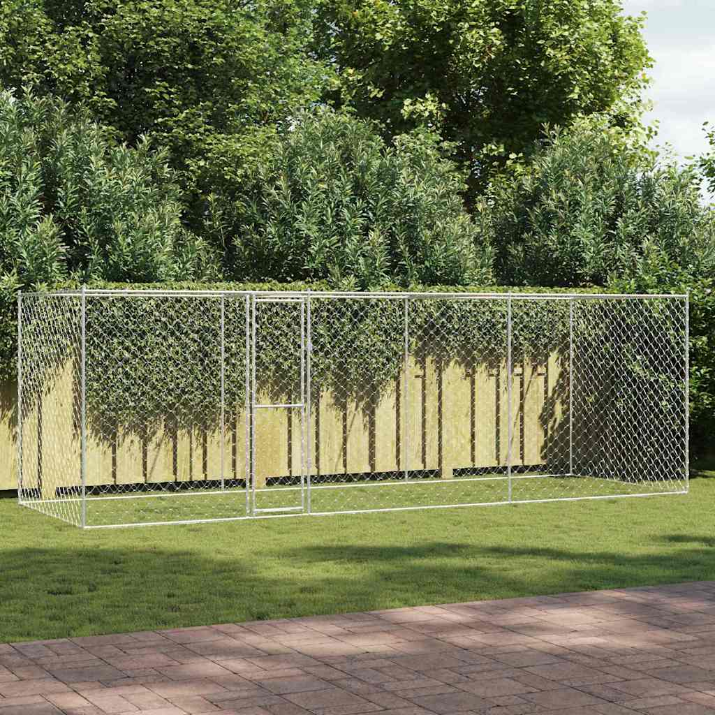 vidaXL Klatka dla psa Srebrny 600 x 200 x 200 cm Stal Galwanizowana