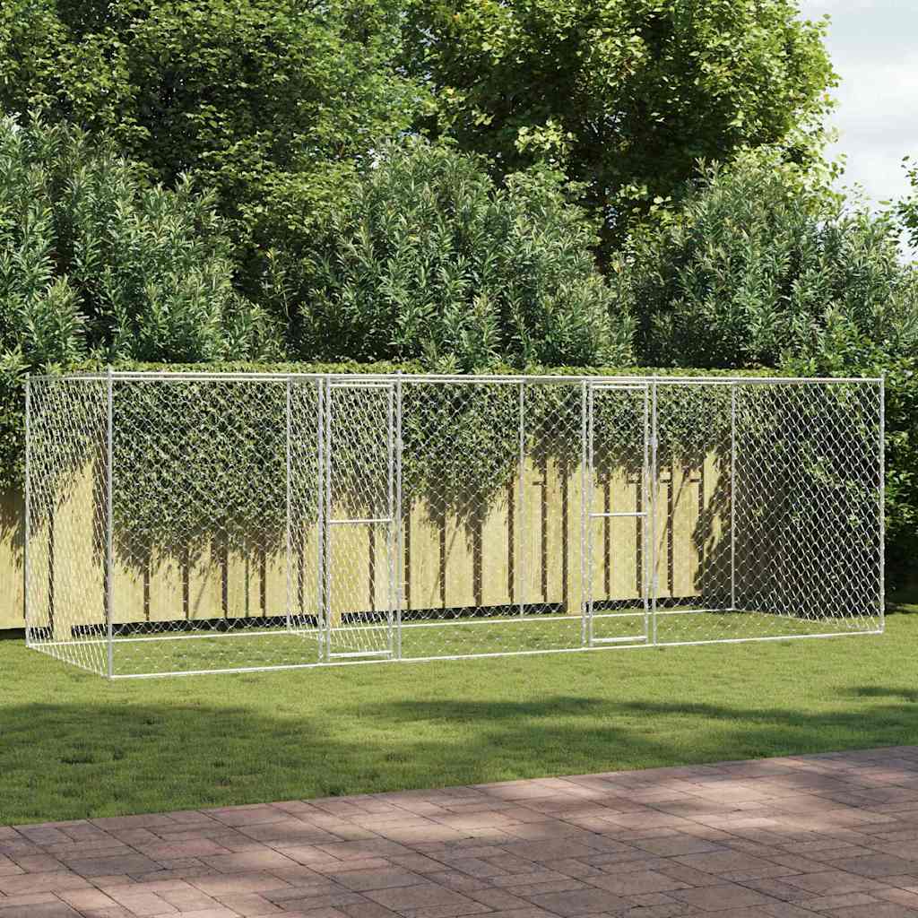 vidaXL Klatka dla psa Srebrny 600 x 200 x 200 cm Stal Galwanizowana