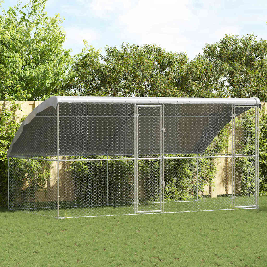 vidaXL Kenel dla Psów 2 pcs Srebrny 4 x 2 x 2 m Stal galwanizowana
