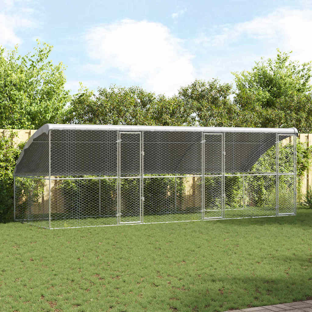 vidaXL Kenel dla Psów 3 pcs Srebrny 6 x 2 x 2 m Stal galwanizowana