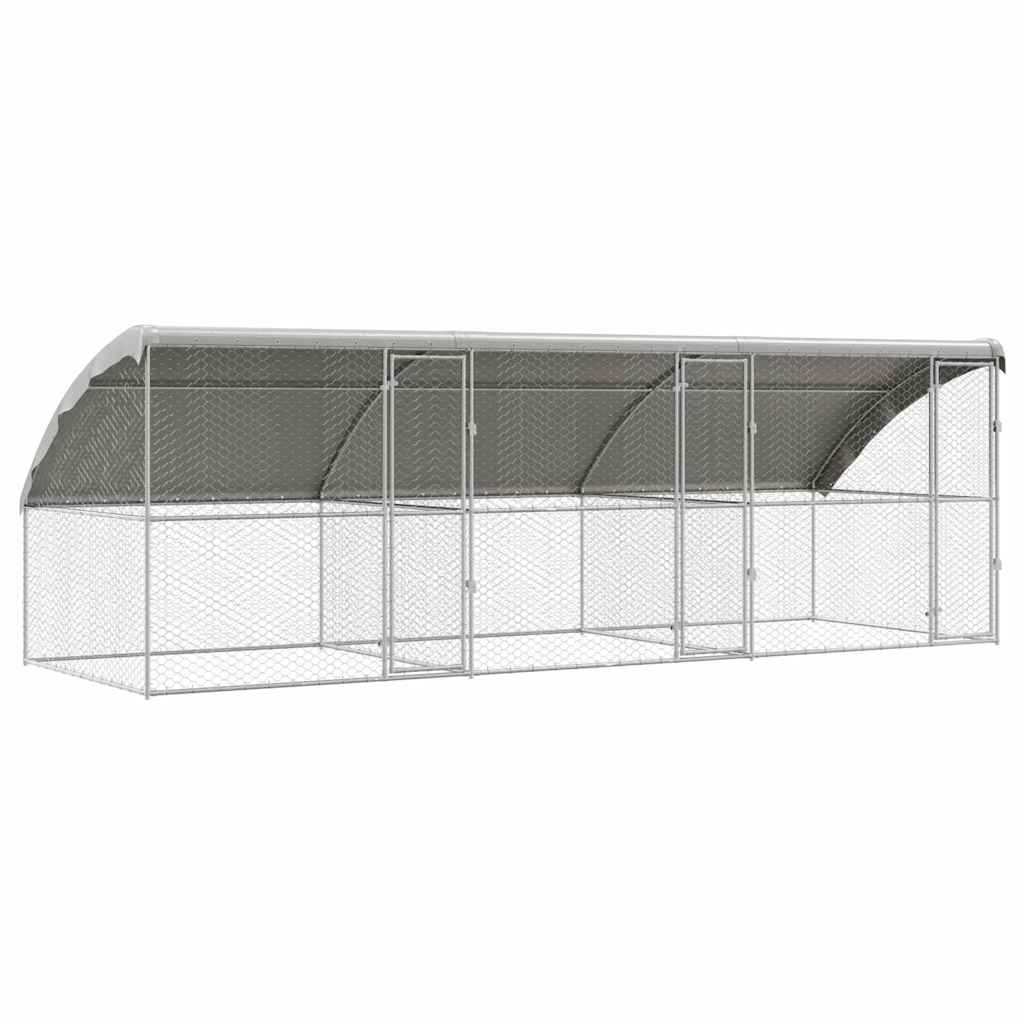 vidaXL Kenel dla Psów 3 pcs Srebrny 6 x 2 x 2 m Stal galwanizowana