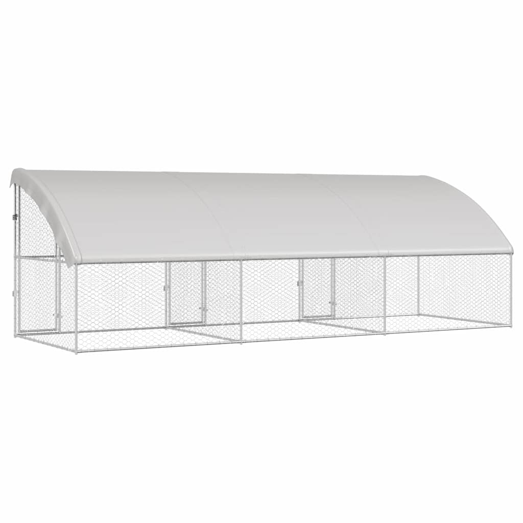 vidaXL Kenel dla Psów 3 pcs Srebrny 6 x 2 x 2 m Stal galwanizowana