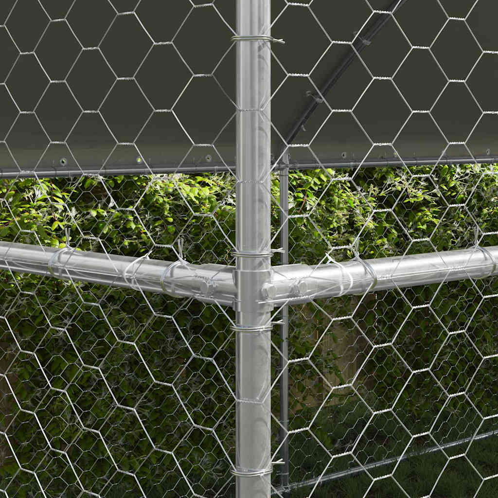 vidaXL Kenel dla Psów 4 pcs Srebrny 8 x 2 x 2 m Stal galwanizowana