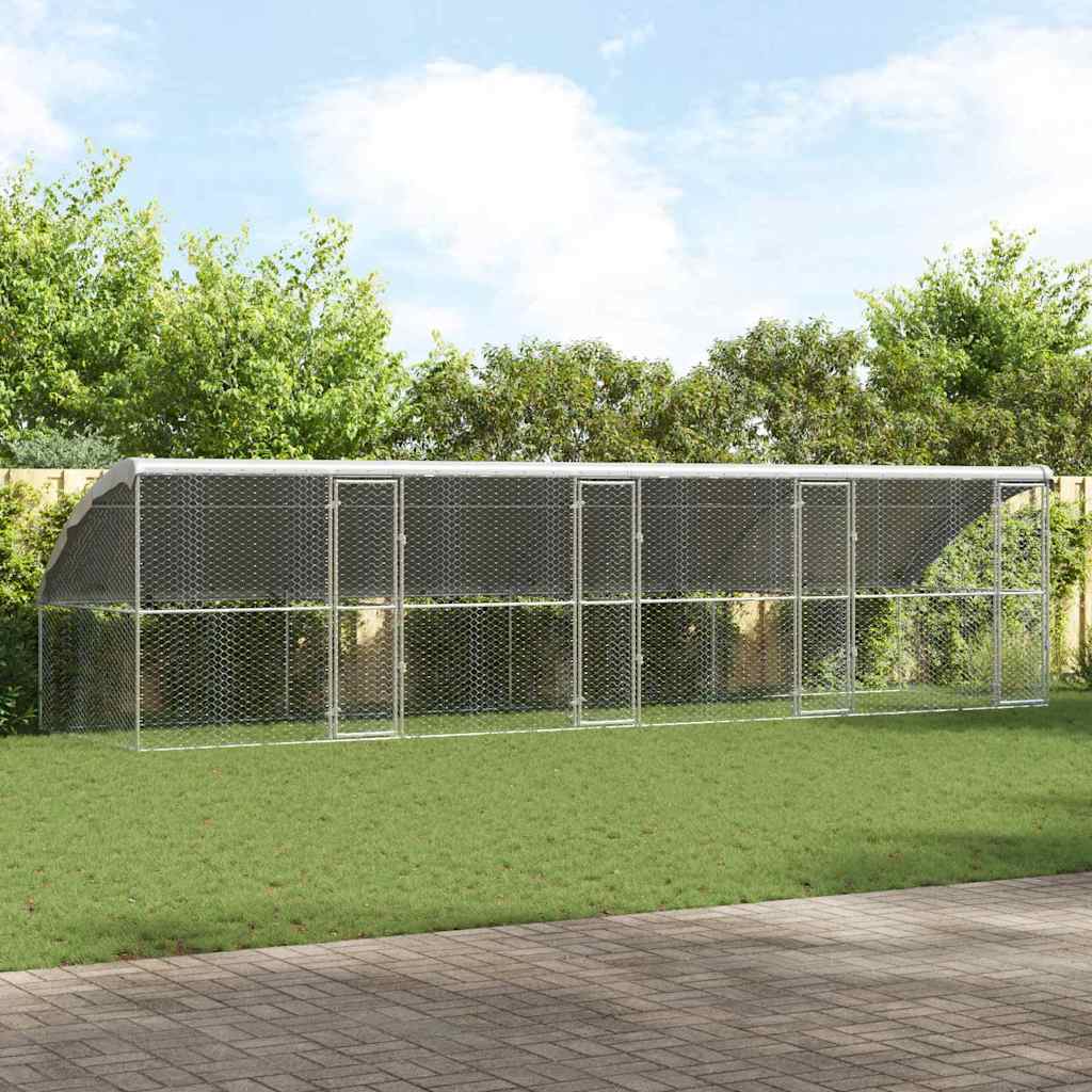 vidaXL Kenel dla Psów 4 pcs Srebrny 8 x 2 x 2 m Stal galwanizowana