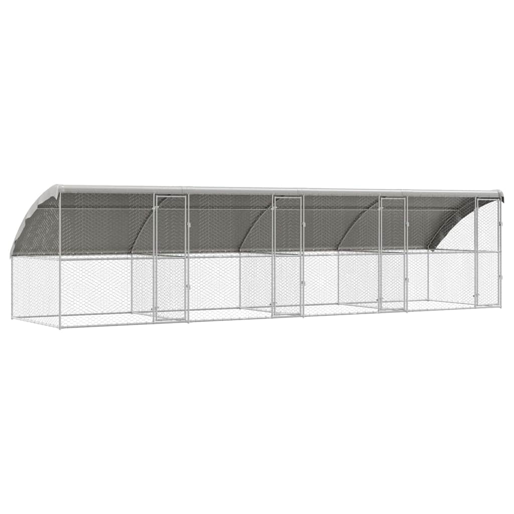 vidaXL Kenel dla Psów 4 pcs Srebrny 8 x 2 x 2 m Stal galwanizowana