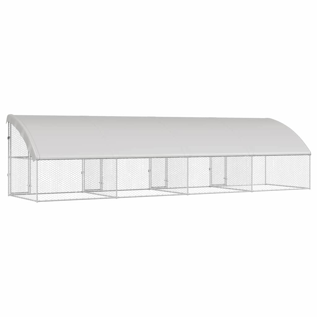 vidaXL Kenel dla Psów 4 pcs Srebrny 8 x 2 x 2 m Stal galwanizowana