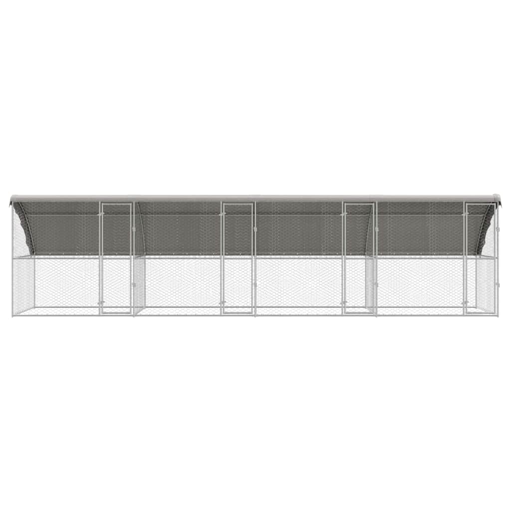 vidaXL Kenel dla Psów 4 pcs Srebrny 8 x 2 x 2 m Stal galwanizowana
