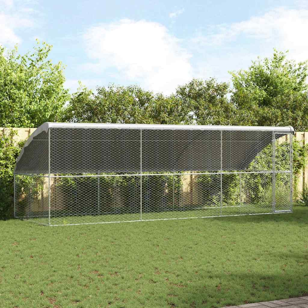 vidaXL Kenel dla Psów 3 pcs Srebrny 6 x 2 x 2 m Stal galwanizowana