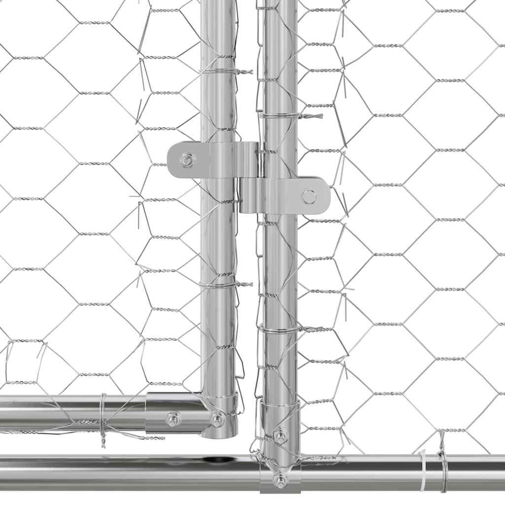 vidaXL Kenel dla Psów 4 pcs Srebrny 8 x 2 x 2 m Stal galwanizowana