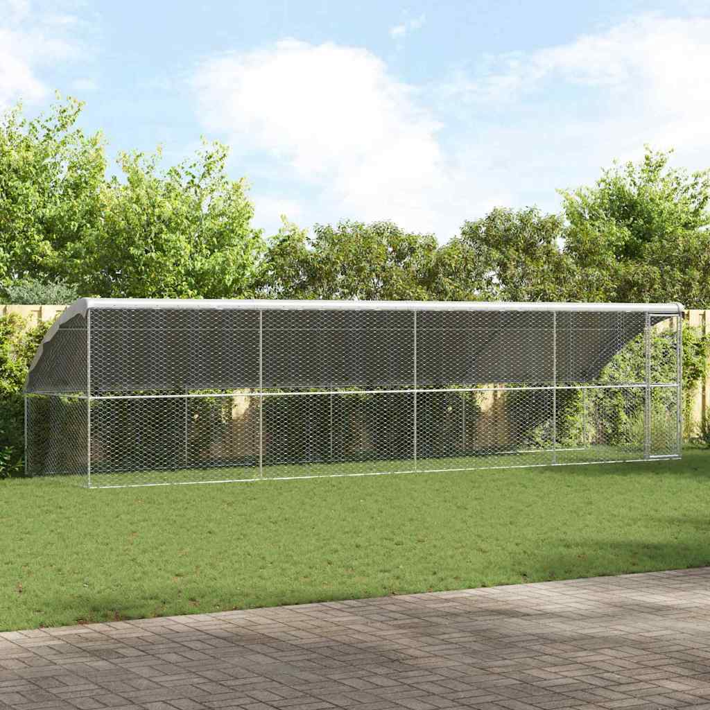 vidaXL Kenel dla Psów 4 pcs Srebrny 8 x 2 x 2 m Stal galwanizowana