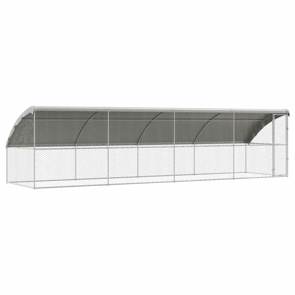 vidaXL Kenel dla Psów 4 pcs Srebrny 8 x 2 x 2 m Stal galwanizowana