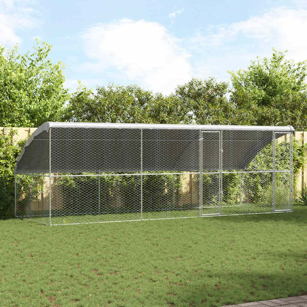 vidaXL Kenel dla Psów 3 pcs Srebrny 6 x 2 x 2 m Stal galwanizowana