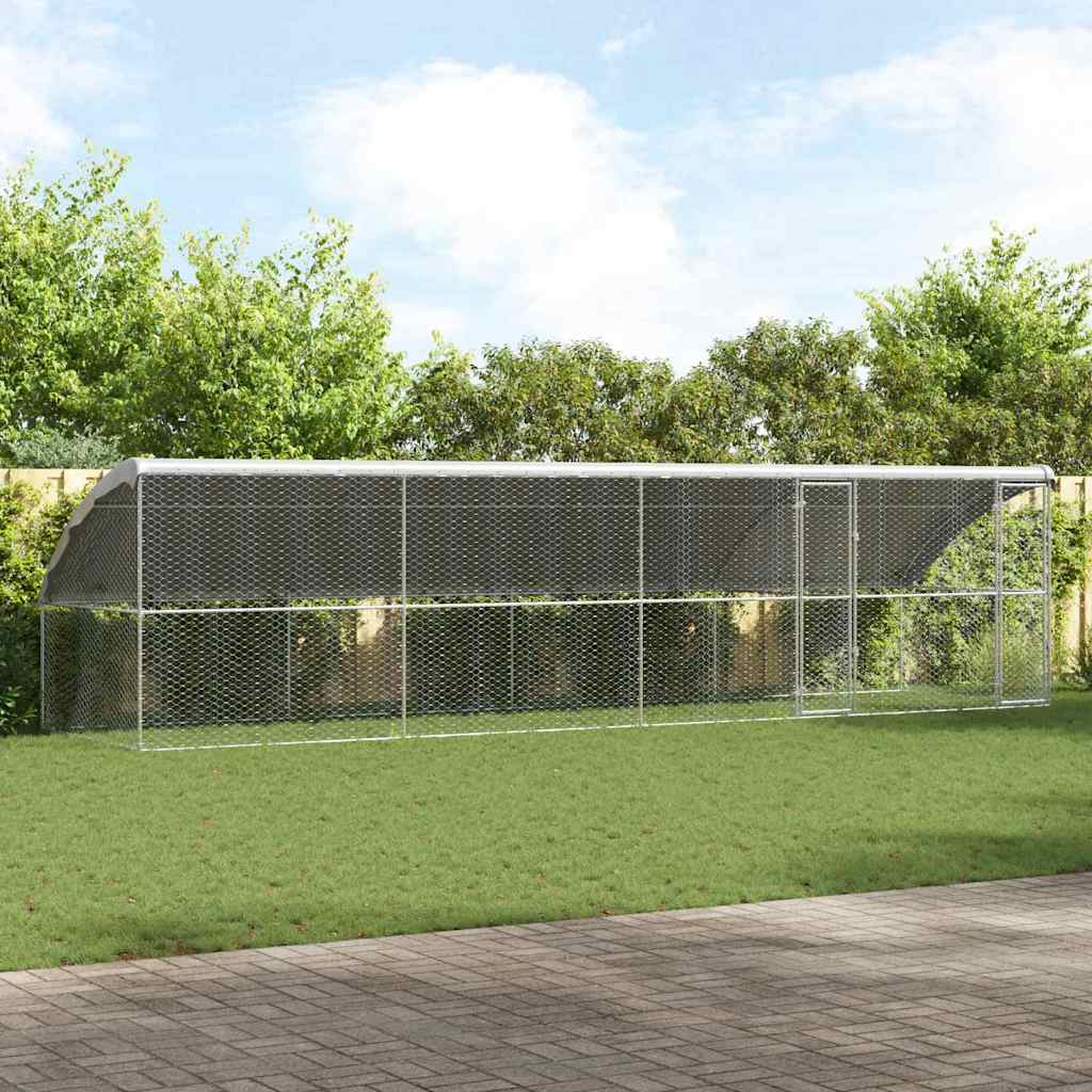 vidaXL Kenel dla Psów 4 pcs Srebrny 8 x 2 x 2 m Stal galwanizowana
