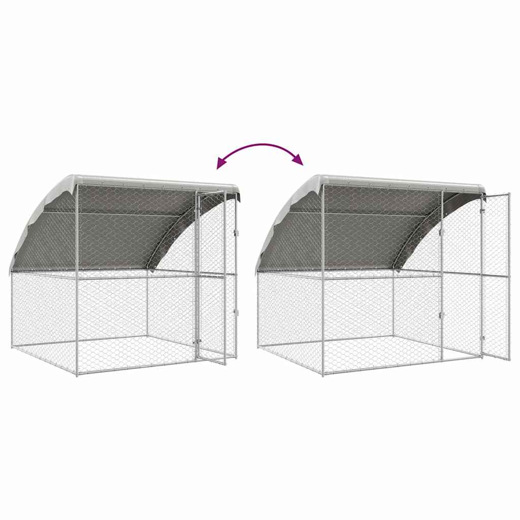vidaXL Kenel dla Psów 4 pcs Srebrny 8 x 2 x 2 m Stal galwanizowana