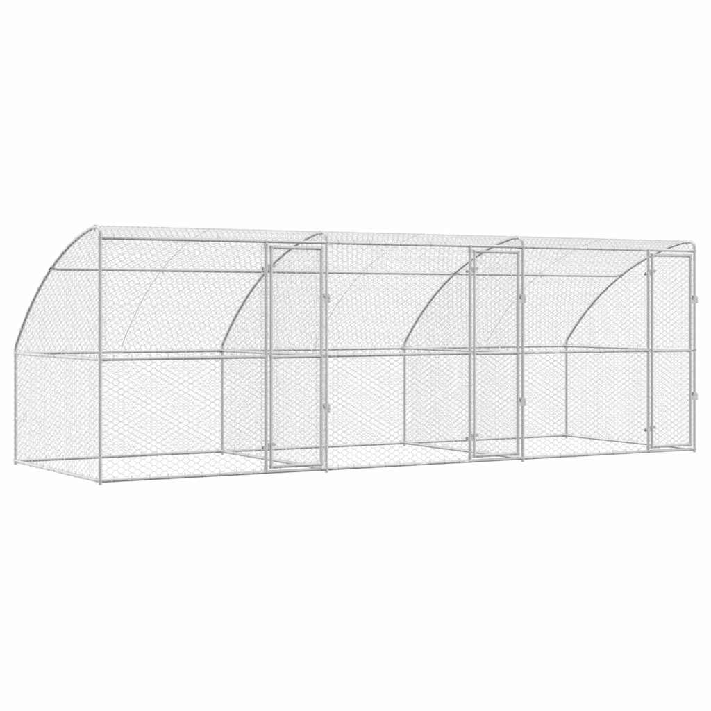 vidaXL Kenel dla Psów 3 pcs Srebrny 6 x 2 x 2 m Stal galwanizowana