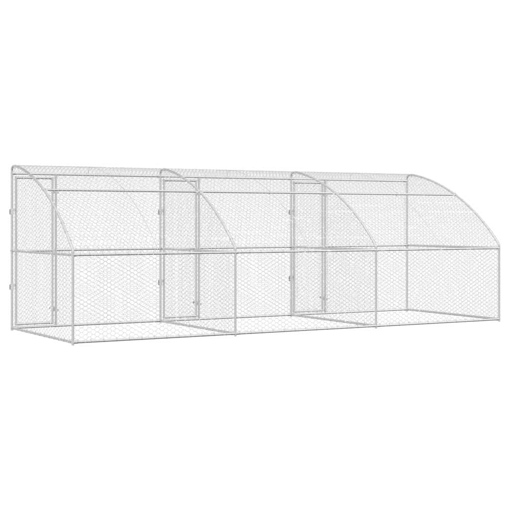 vidaXL Kenel dla Psów 3 pcs Srebrny 6 x 2 x 2 m Stal galwanizowana