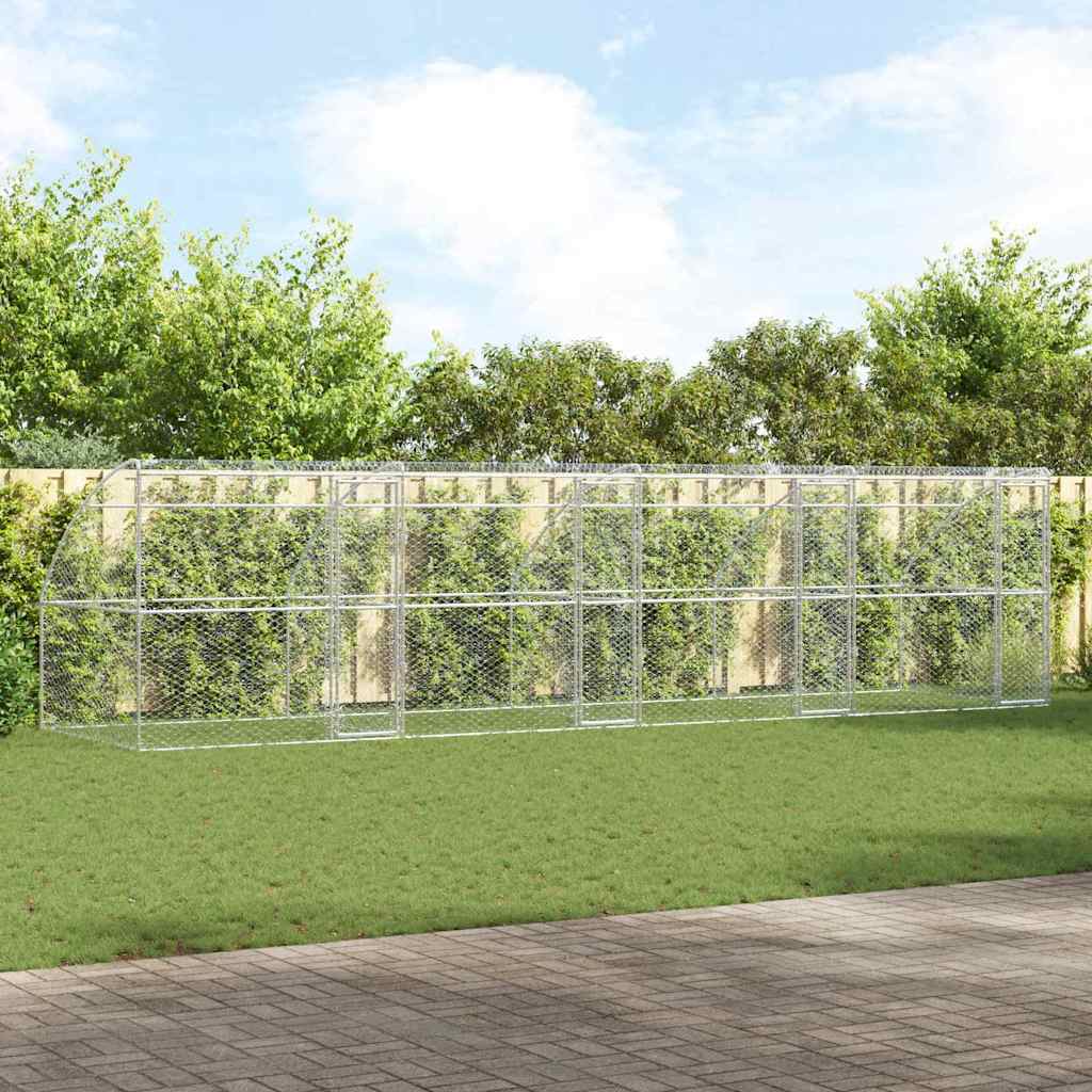 vidaXL Kenel dla Psów 4 pcs Srebrny 8 x 2 x 2 m Stal galwanizowana