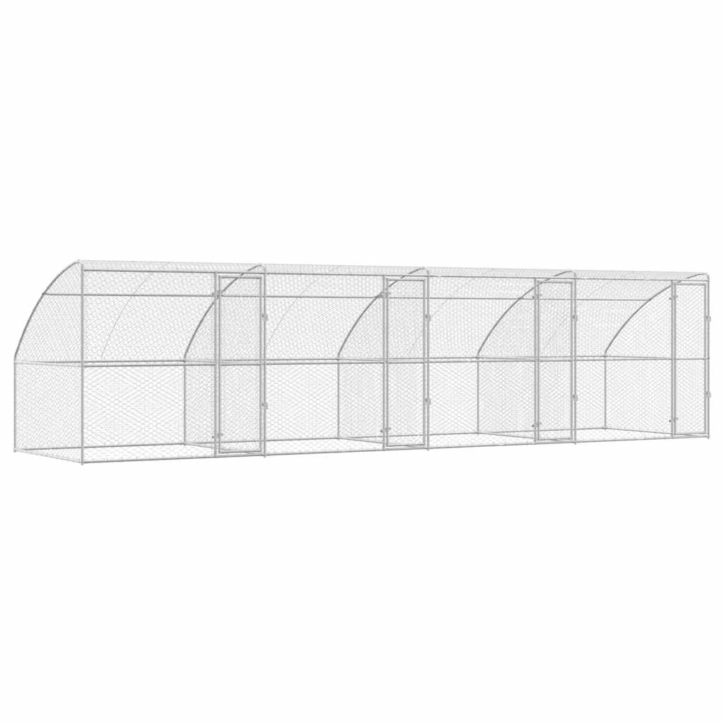 vidaXL Kenel dla Psów 4 pcs Srebrny 8 x 2 x 2 m Stal galwanizowana