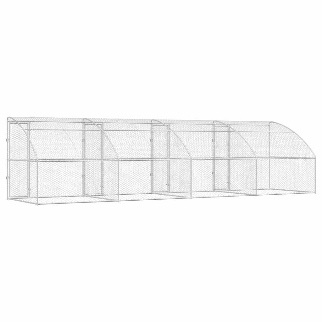 vidaXL Kenel dla Psów 4 pcs Srebrny 8 x 2 x 2 m Stal galwanizowana