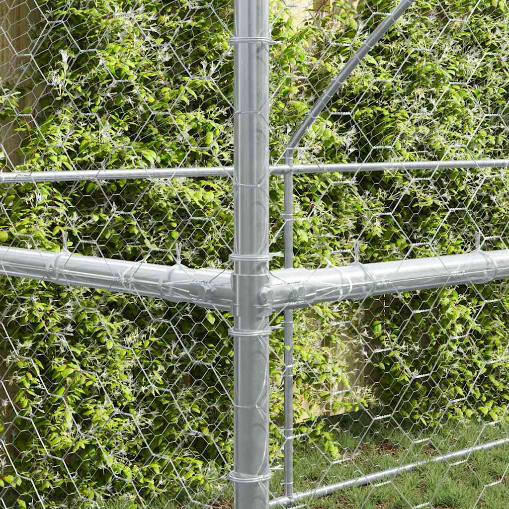 vidaXL Kenel dla Psów 4 pcs Srebrny 8 x 2 x 2 m Stal galwanizowana