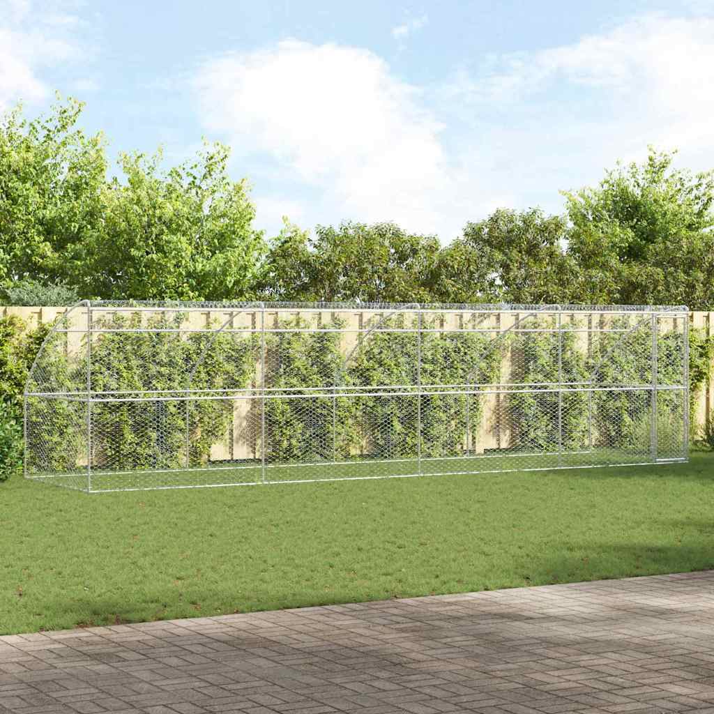 vidaXL Kenel dla Psów 4 pcs Srebrny 8 x 2 x 2 m Stal galwanizowana